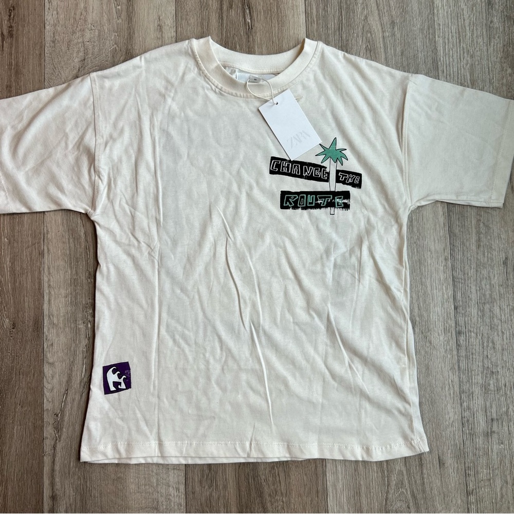 Zara Cream Graphic Kids T-Shirt